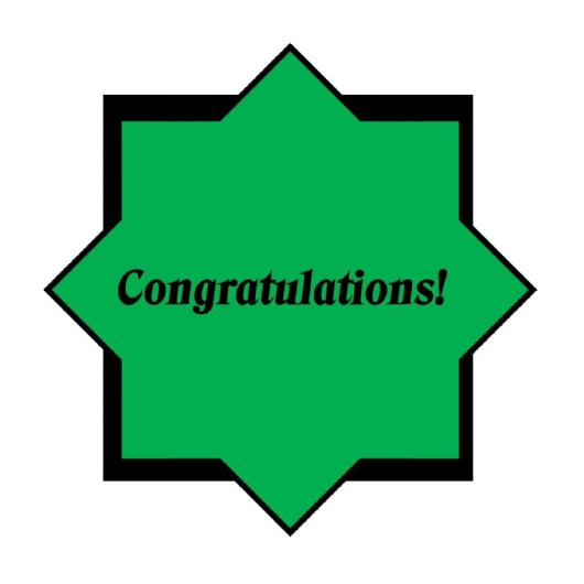 image shows congratulations message